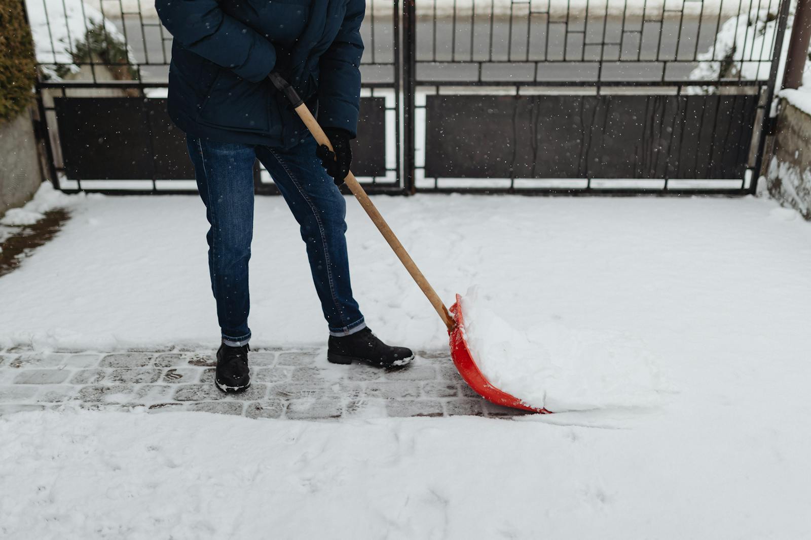 Clearing snow from commercial walkways and entrances